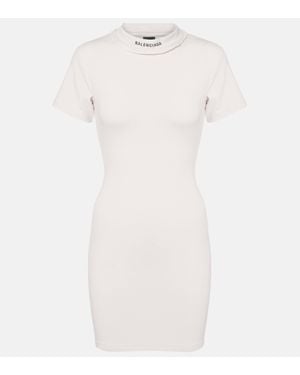 Balenciaga Cotton-Blend Jersey Minidress - White