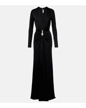 Victoria Beckham Embellished Gathered Crepe Gown - Black