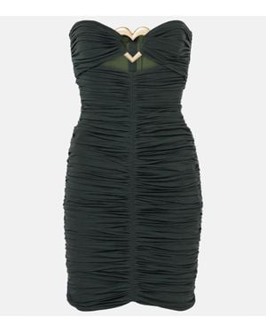 Area Cutout Ruched Minidress - Green