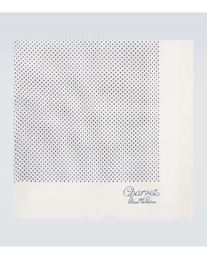 Charvet Checked Silk Pocket Square - White