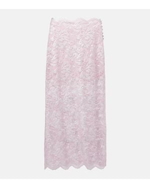 Rabanne Jupe Midi En Dentelle A Fleurs - Rose