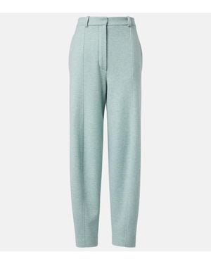 Loro Piana High-Rise Cashmere-Blend Tapered Pants - Blue