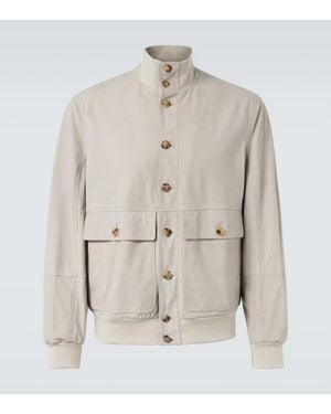 Brunello Cucinelli Leather Blouson Jacket - Natural