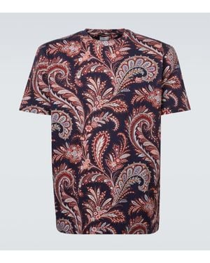 Etro Paisley Cotton Jersey T-Shirt - Pink