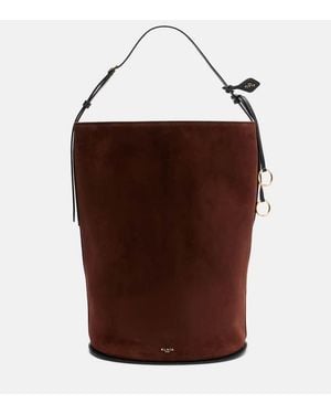 Alaïa Bolso Saco Hip Large De Ante Con Piel - Marrón