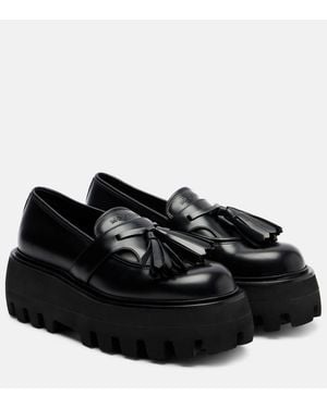 McQueen Sofa Leather Platform Loafers - Black