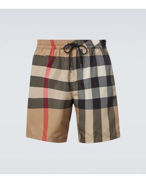 Burberry Check Swim Trunks - Natural