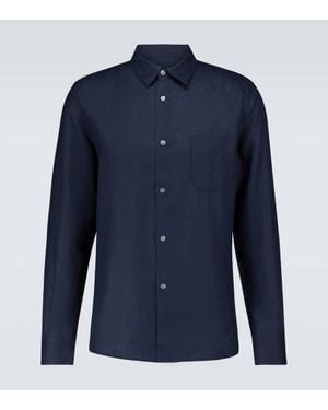 Derek Rose Chemise Monaco 2 en lin - Bleu
