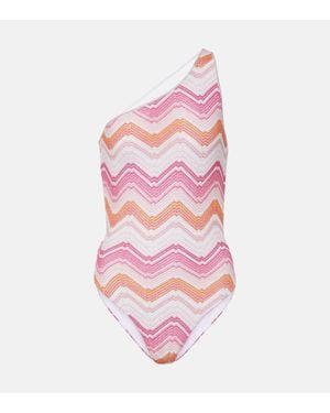 Missoni Costume Intero Monospalla A Zig-Zag - Rosa