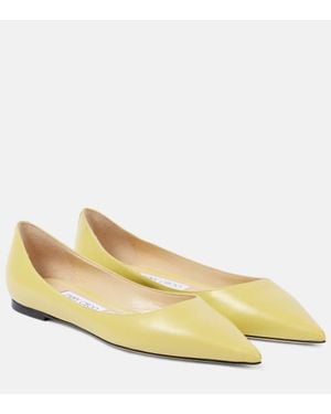 Jimmy Choo Love Leather Ballet Flats - Yellow