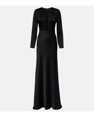 Max Mara Bird Satin Maxi Dress - Black