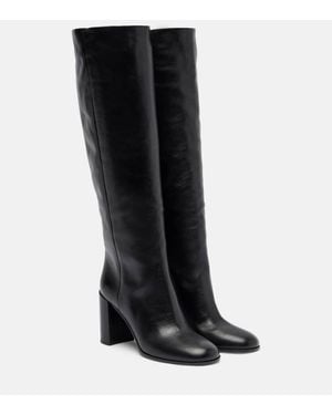 Prada 85 Leather Knee-High Boots - Black