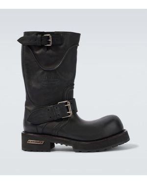 Balenciaga Venom Leather Biker Boots - Black