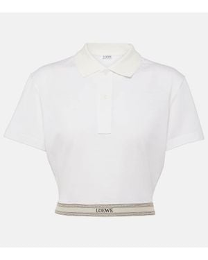 Loewe Polo in cotone cropped - Bianco