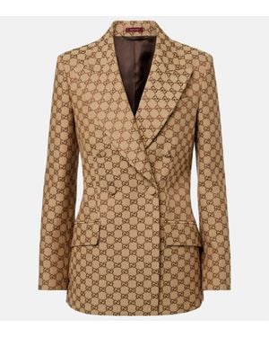 Gucci Cotton-Blend Gg Jacquard Blazer - Brown