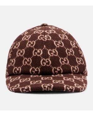 Gucci Gg Canvas Wool Baseball Cap - Brown