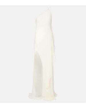 The Sei One-Shoulder Ruffled Silk Gown - White