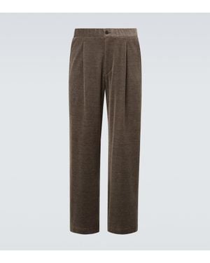 Giorgio Armani Cotton-Blend Wide-Leg Trousers - Brown