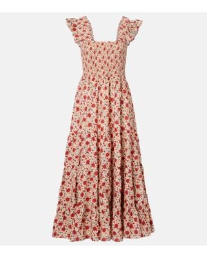 RIXO London Vestido Midi Kendall De Gasa De Algodon - Rojo