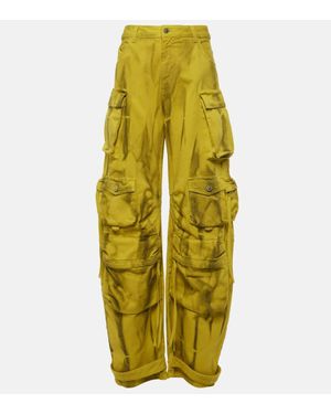The Attico Fern Mid-Rise Cargo Jeans - Yellow