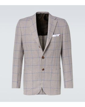 Kiton Fantasy Cashmere And Linen Blazer - Gray