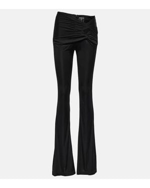 Versace X Dua Lipa Gathered Jersey Flared Pants - Black