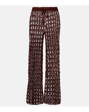 Anna Kosturova Pantalon Ample En Crochet De Coton - Marron