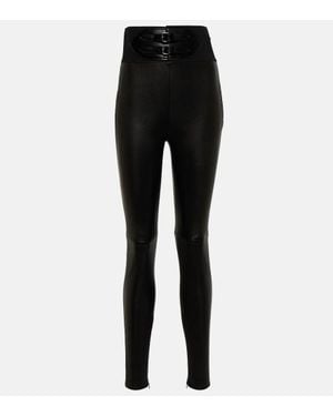 Alaïa High-Rise Leggings Aus Leder - Schwarz