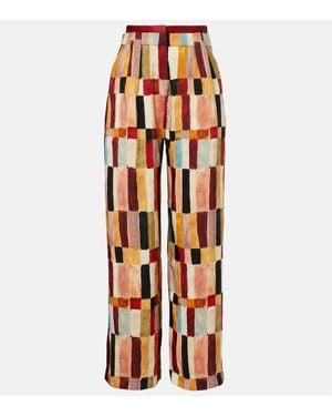 ALÉMAIS X Lrnce Marjorelle Printed Linen And Silk Palazzo Pants - Orange