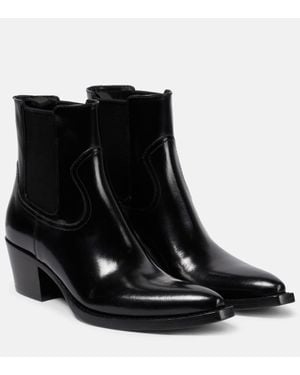 Prada Leather Ankle Boots - Black