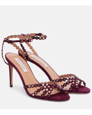Aquazzura Sandalen Tequila 85 Aus Leder Mit Kristallen - Pink