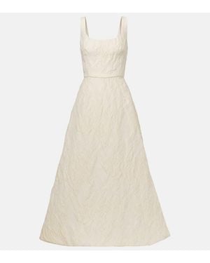 Monique Lhuillier Robe Longue En Jacquard A Fleurs - Neutre