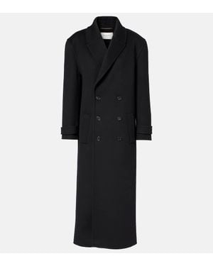 Saint Laurent Mantel Aus Wolle - Schwarz