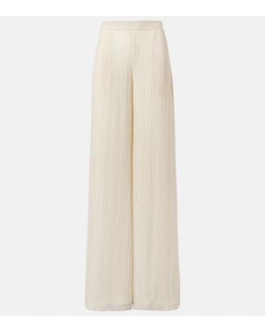 JOSEPH Mawn Pleated Jacquard Wide-Leg Trousers - Natural
