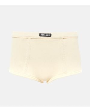 Miu Miu Boxer acanalado de algodon con logo - Neutro