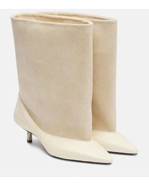 Jacquemus Ankle Boots Tourni Aus Leder Und Veloursleder - Natur