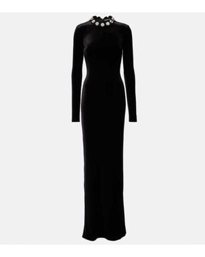David Koma Crystal-Embellished Scalloped Gown - Black