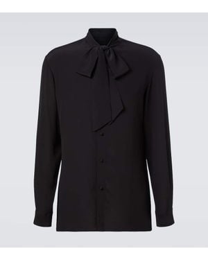 Valentino Hemd Aus Crepe De Chine Aus Seide - Blau
