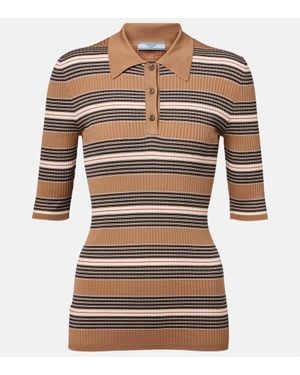Prada Polo En Coton Melange - Marron