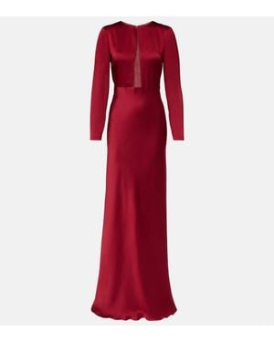 Max Mara Bird Satin Maxi Dress - Red