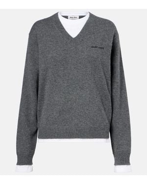 Miu Miu Jersey De Cachemir A Capas - Gris