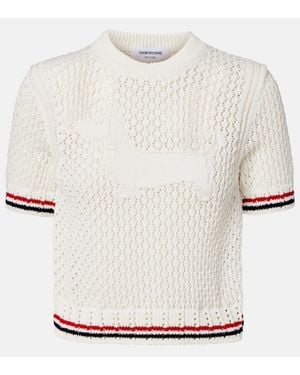 Thom Browne Jersey De Algodon En Jacquard - Blanco