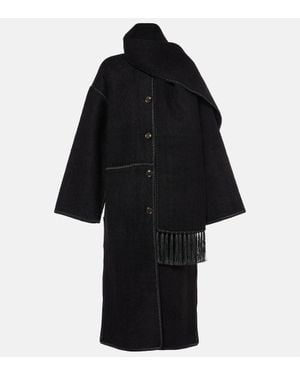 TOTEME Embroidered Wool-blend Scarf Coat - Black