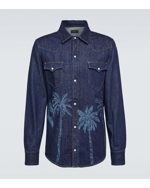 Alanui Jungle Printed Denim Shirt - Blue