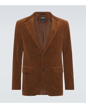 ZEGNA Cotton And Cashmere Corduroy Blazer - Brown