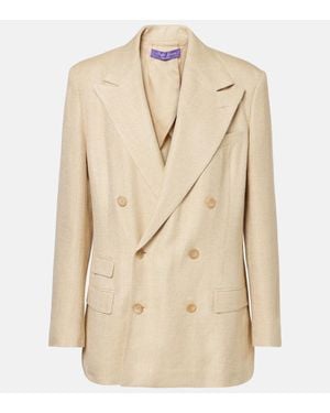 Ralph Lauren Blazer Vannesa En Mezcla De Seda Y Lino - Neutro