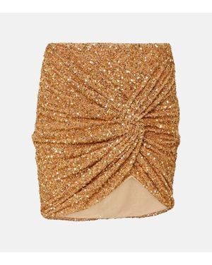 Self-Portrait Sequined Miniskirt - Natural