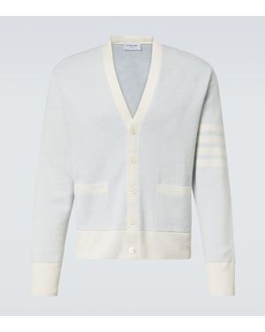 Thom Browne Cardigan 4-Bar Aus Leinen Und Baumwolle - Weiß