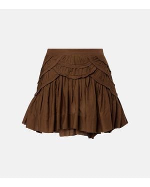 Isabel Marant Minifalda Ceola En Mezcla De Algodon Con Volantes - Marrón