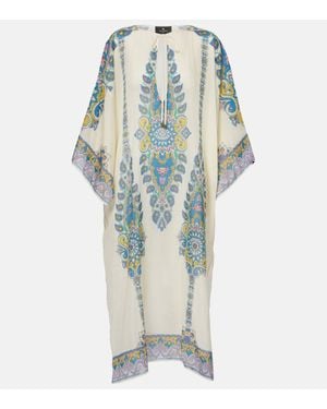 Etro Printed Cotton And Silk Kaftan - Blue